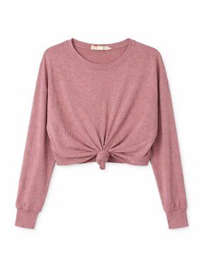 Free People Beach Pink Cropped Tie Front Long Sleeve - XS - Retail $69